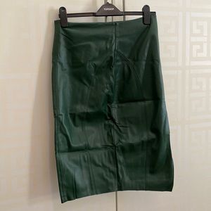Vegan Leather Midi Pencil Skirt